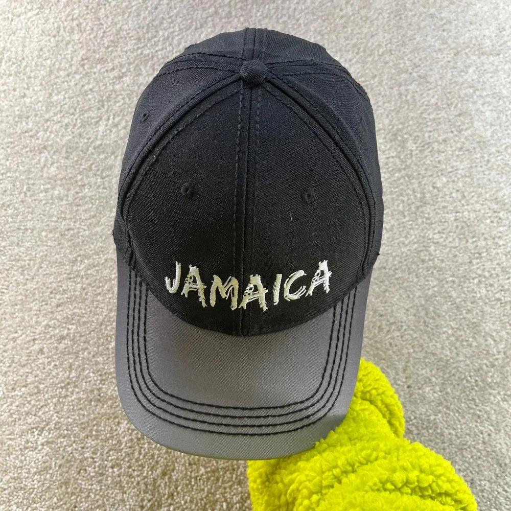 Laid-Back Jamaica Baseball Cap Mens OSFM Black Grey‎ Snapback Hat